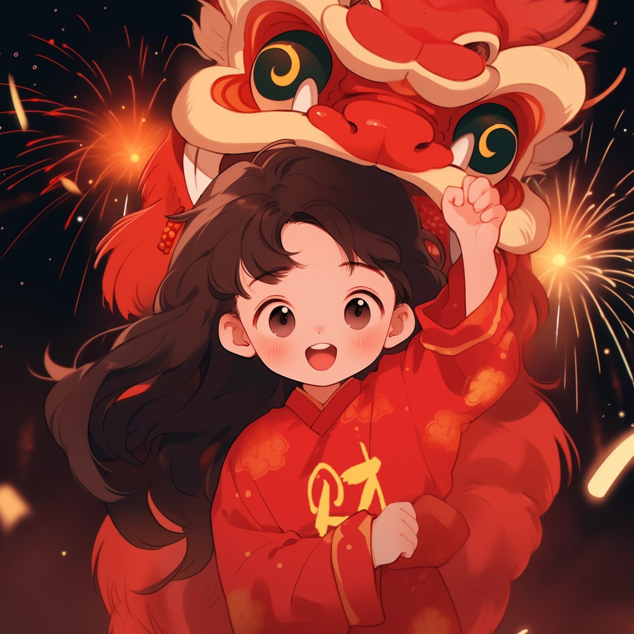 红红火火 好运龙龙|新年情头 #情侣头像# #国潮插画# #新年头像# #新