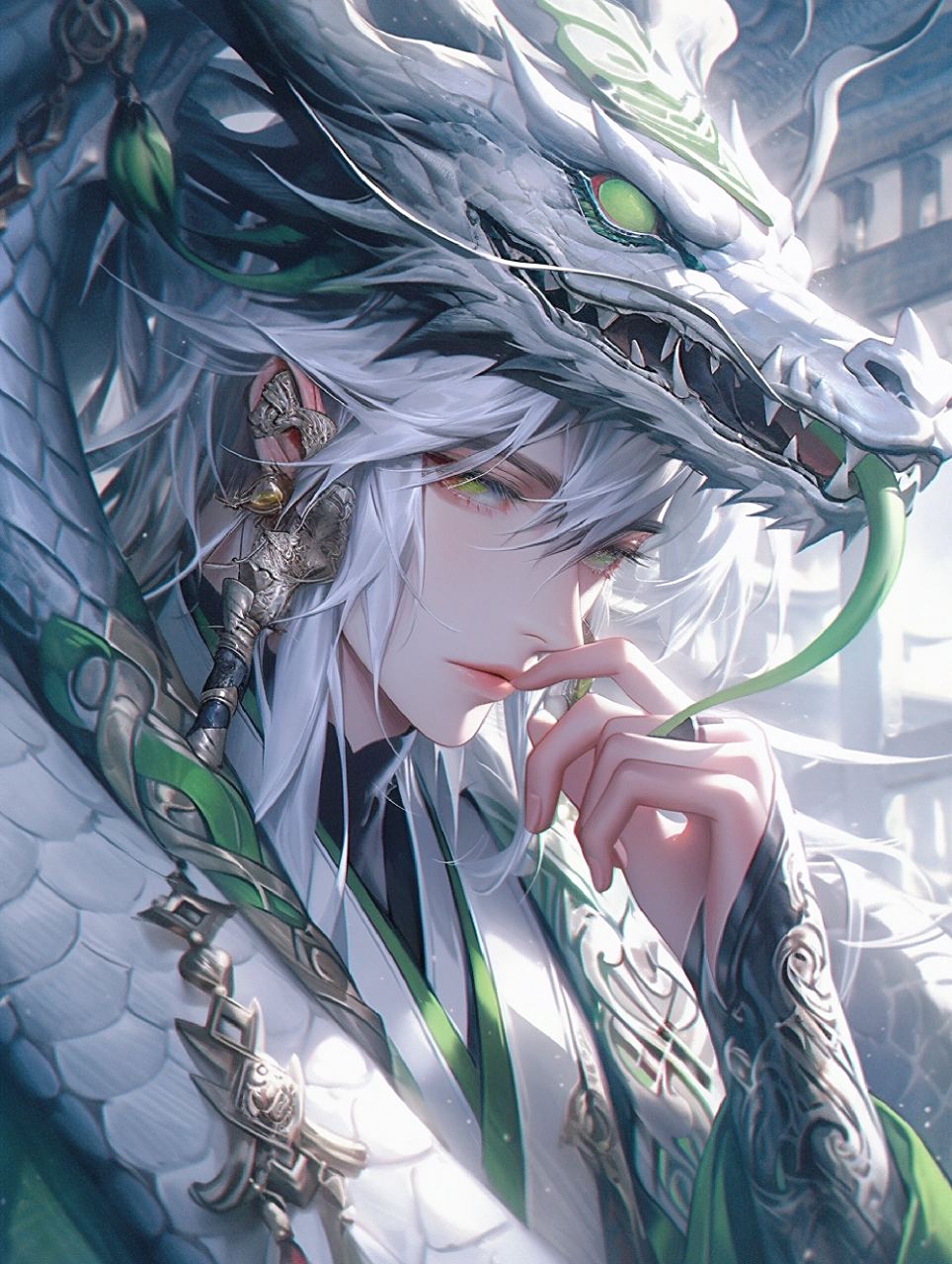 十二生肖-蛇族守护-古风玄幻帅哥头像壁纸 在一片深山老林之中,青蛇和