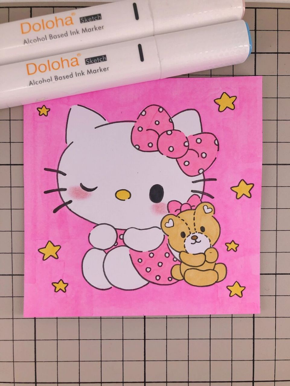 第235幅|hello kitty简笔画,卡通画.附步骤 马克笔:多乐绘128色.