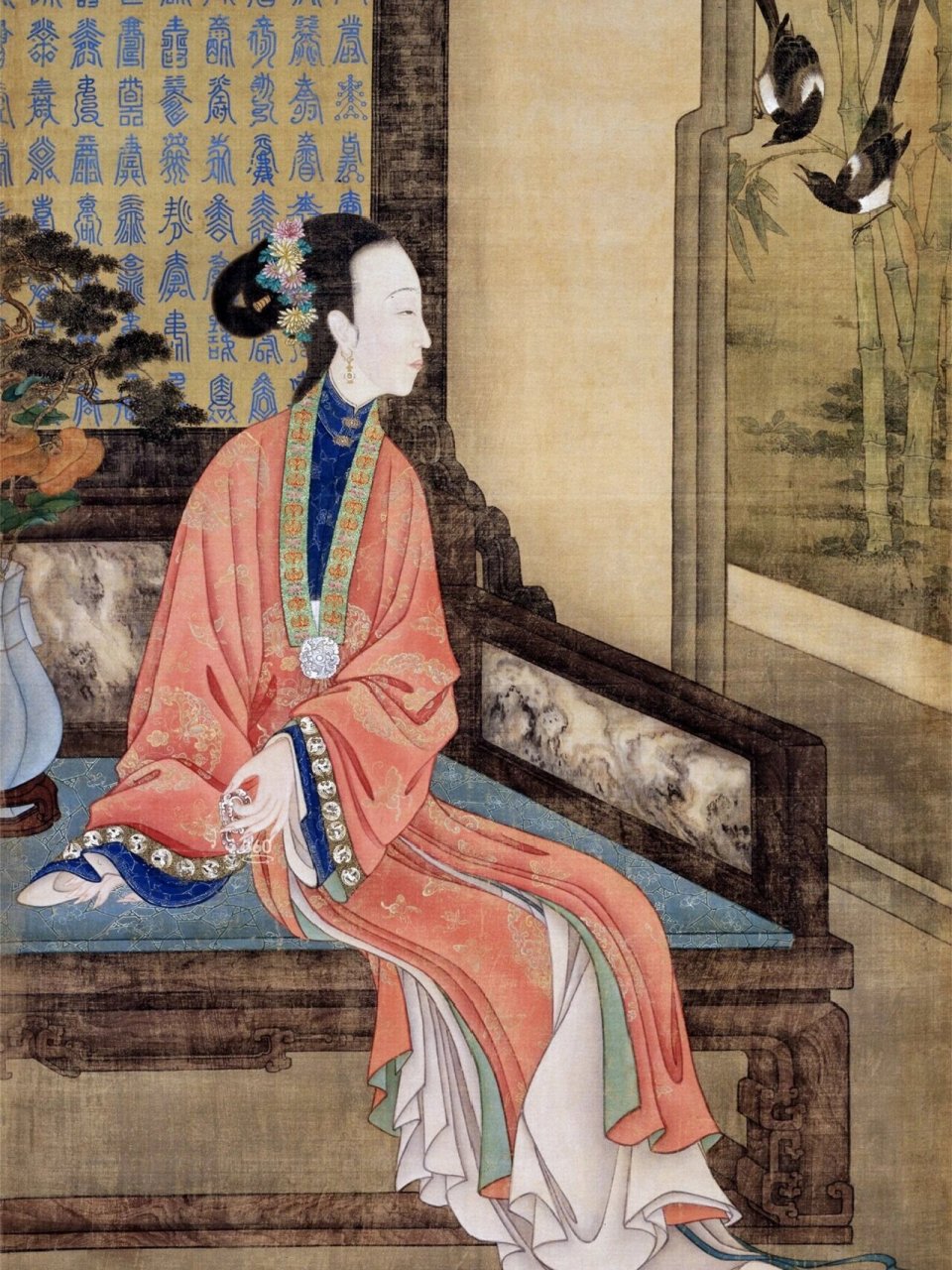 清 佚名 胤禛美人图 十二屏 绢本 设色 每屏184x98cm 北京故宫博物院