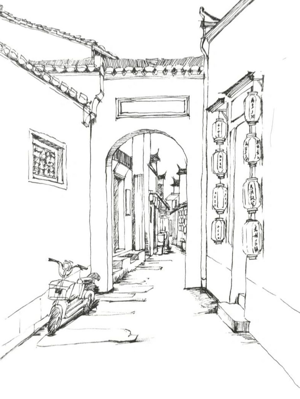 安徽黟县写生 速写(附原图) 写生的时候一直在xhs找速写参考,现在写生