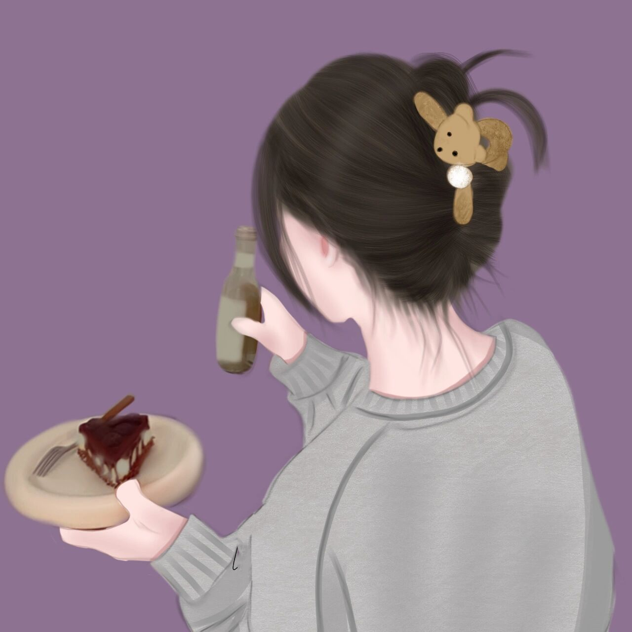 女生头像35/100 中秋快乐吖宝贝们 急着出门潦草画了一哈 吃月饼喝