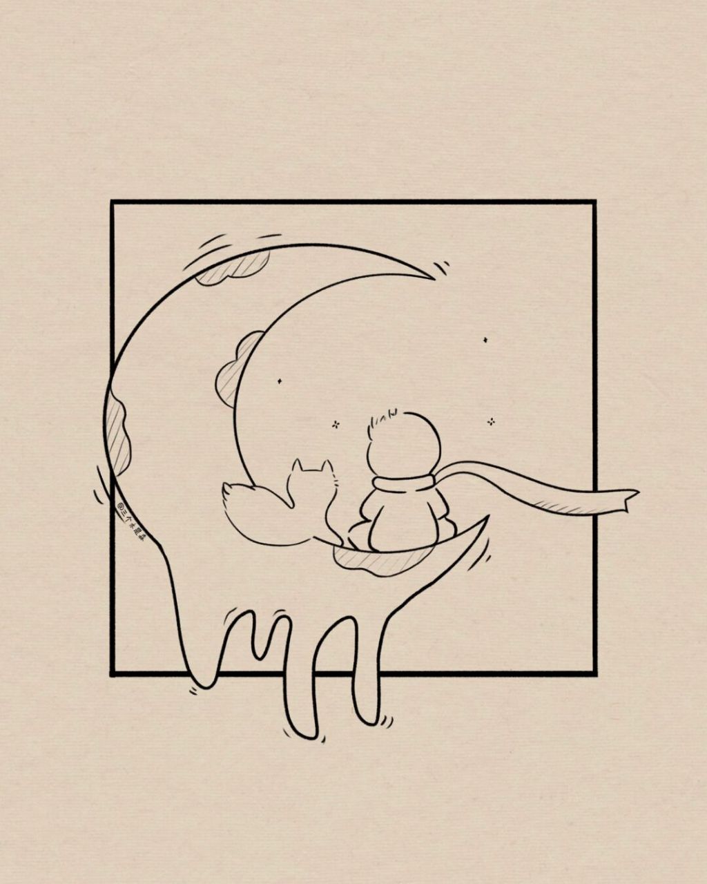 93小王子简笔画|附过程 新手小白好上手的简笔画～ 临摹:奶茶不喝