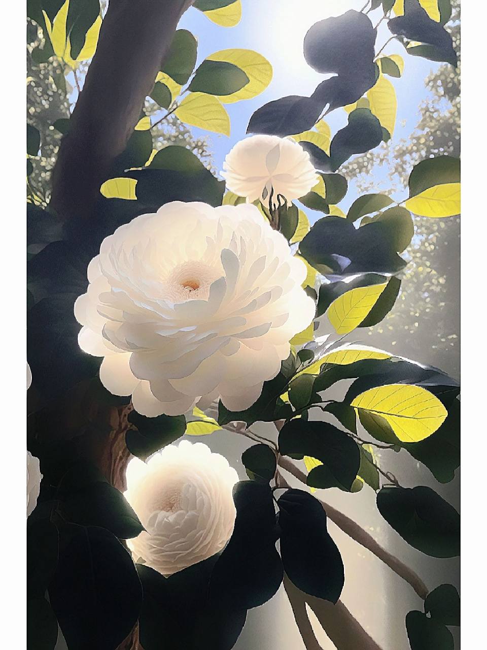 白山茶花 这么漂亮的白山茶花,当然要分享给你啦.