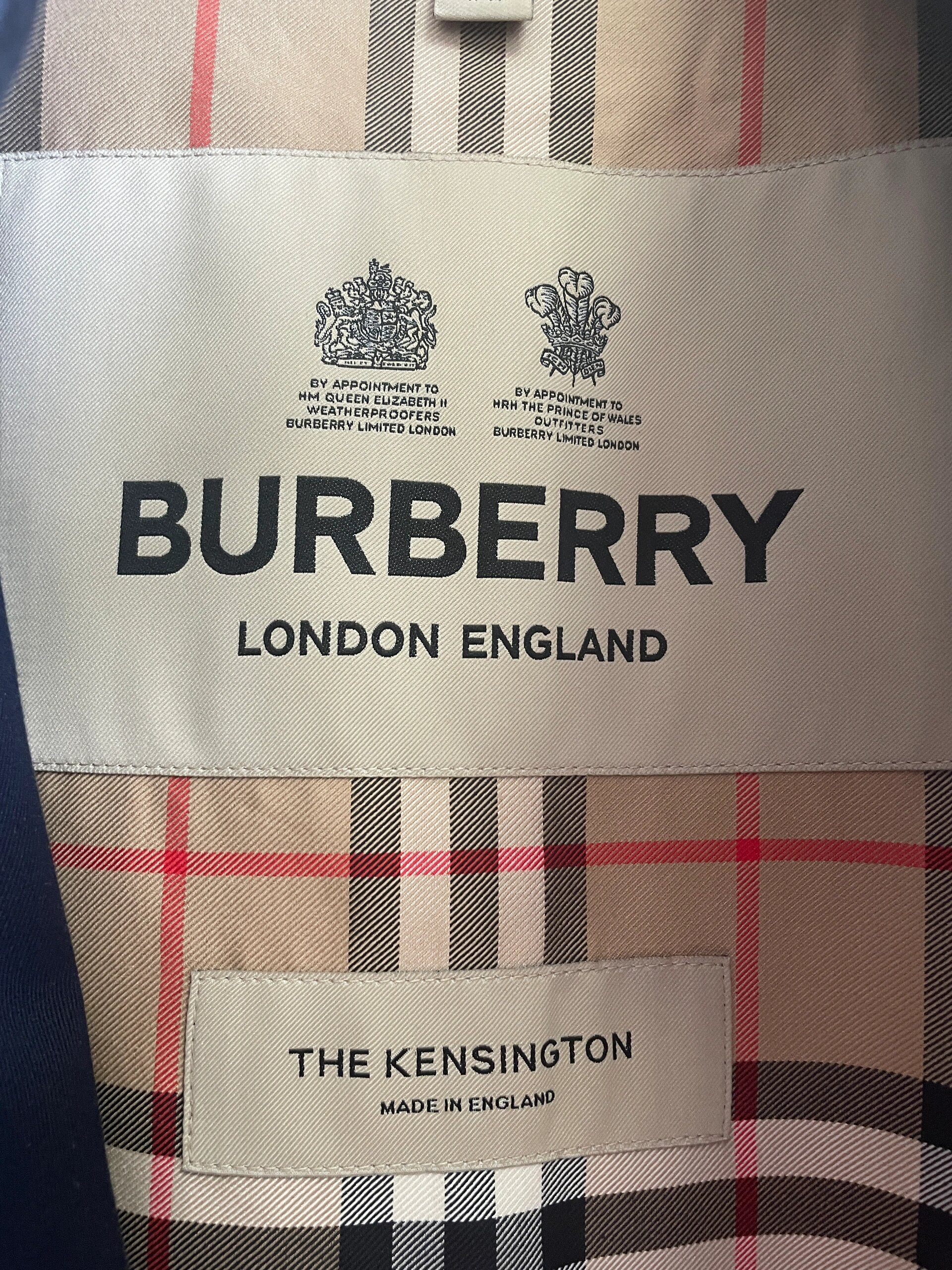 全新巴宝莉肯辛顿风衣中长款煤蓝色burberry 全新正品 吊牌包装都在