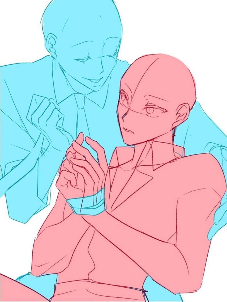 【绘画素材】双人情侣捆绑互动模板分享 今天给大家分享一波情侣互动