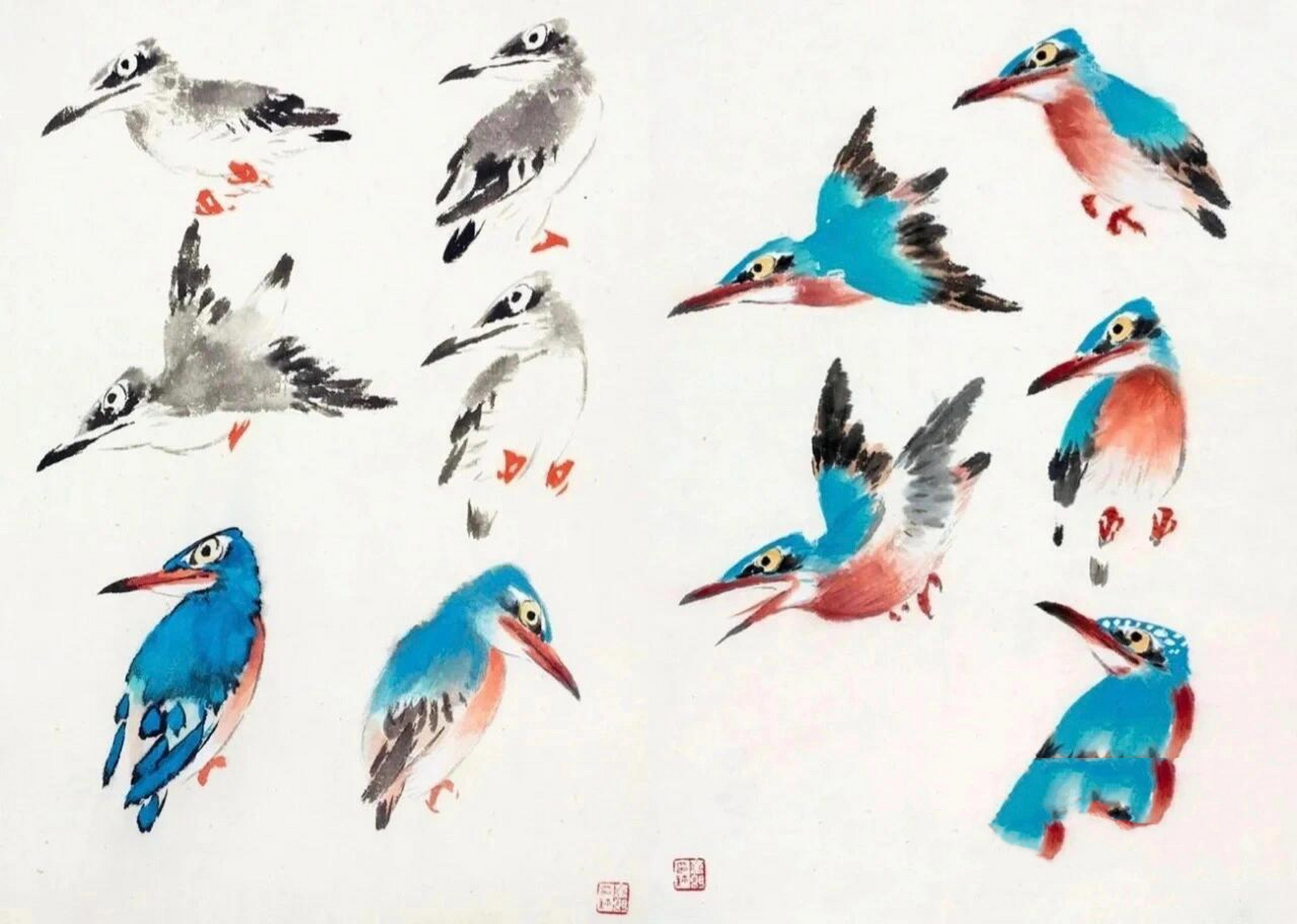 写意国画 翠鸟竹子系列之二 清风起修篁,翠鸟亦来下在上找了翠鸟国画