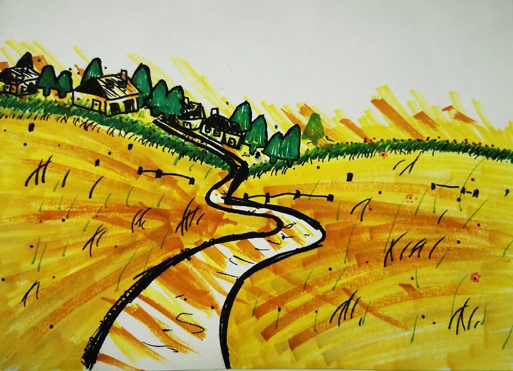 浙美版/五年级下册/弯弯的小路/透视 弯弯的小路课堂作业