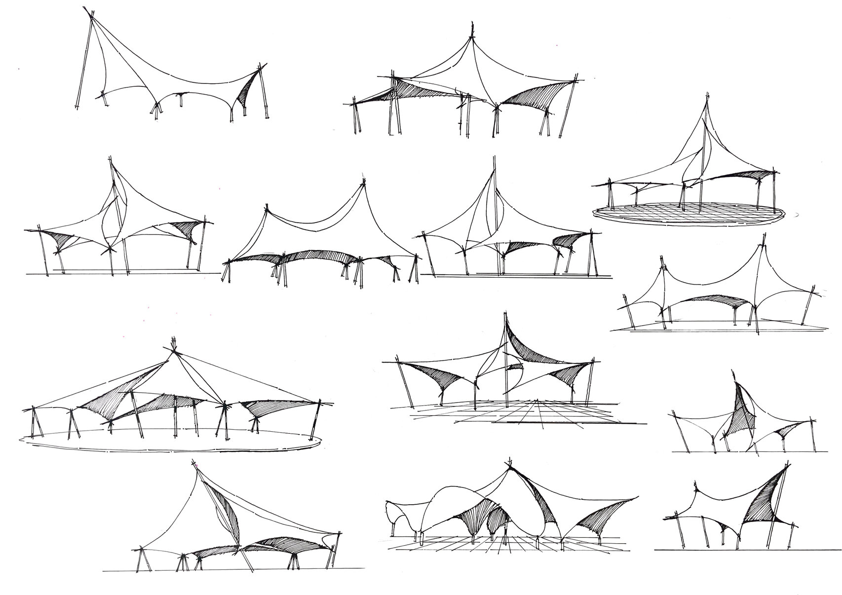 小品设计之张拉膜 风景园林,景观手绘