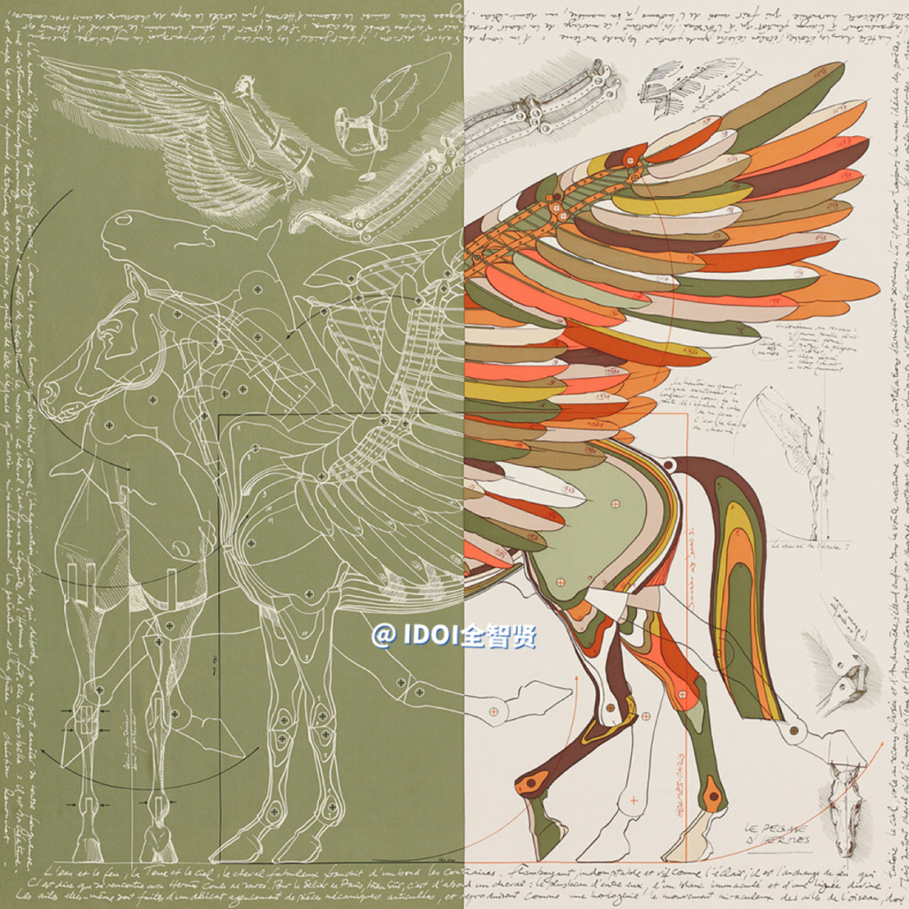 爱马仕丝巾飞马 2021年春夏款 设计师: christian renonciat 尺寸:140