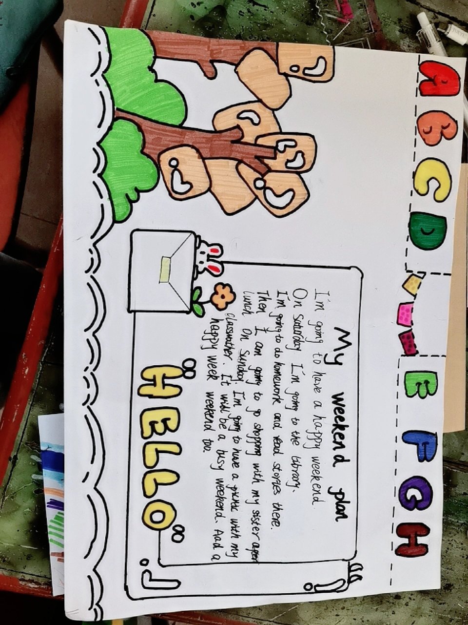 六年级英语手抄报,我的周末计划