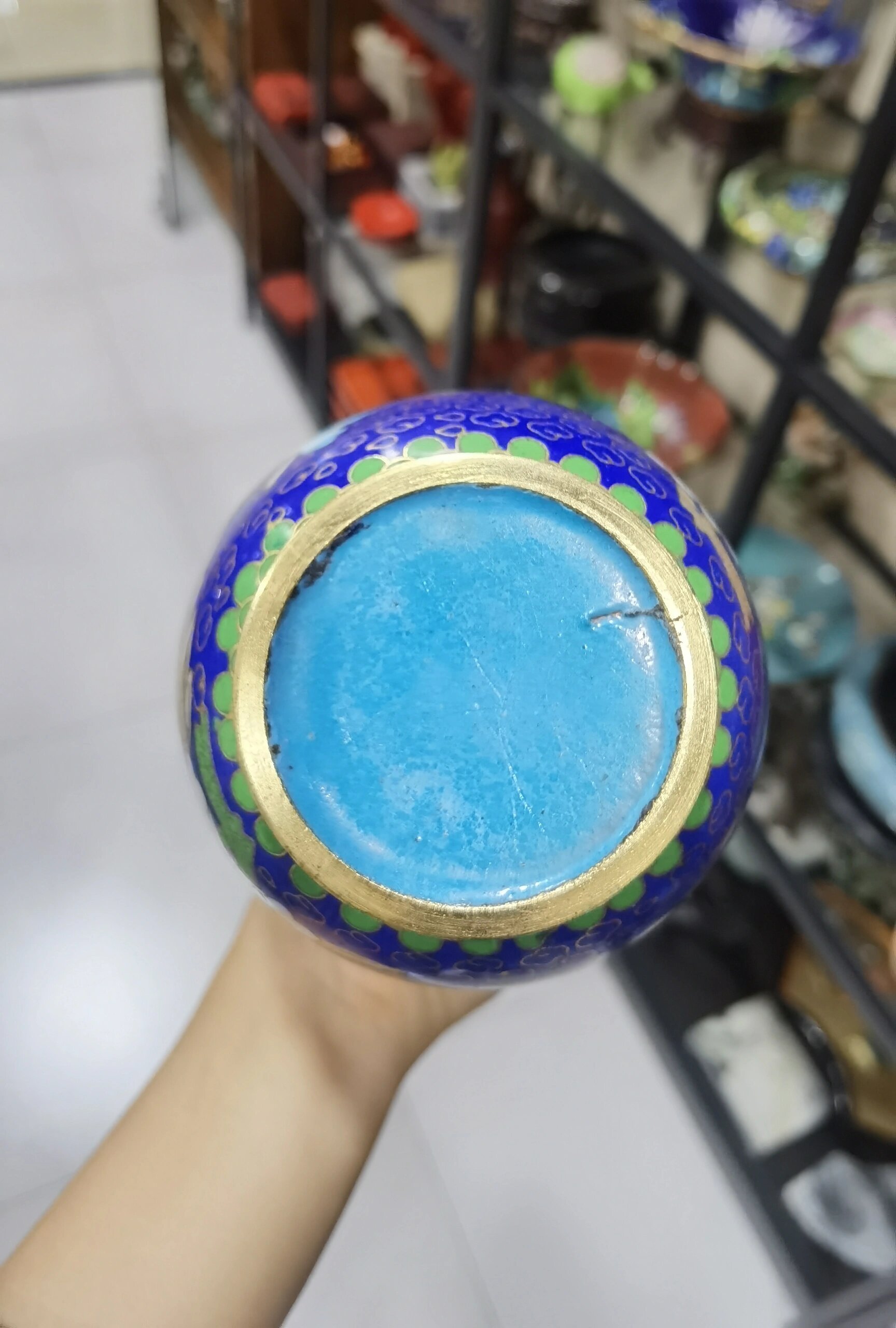 创汇时期景泰蓝半金底瓶子一对(带原装锦) 一口价680顺丰包邮 创汇