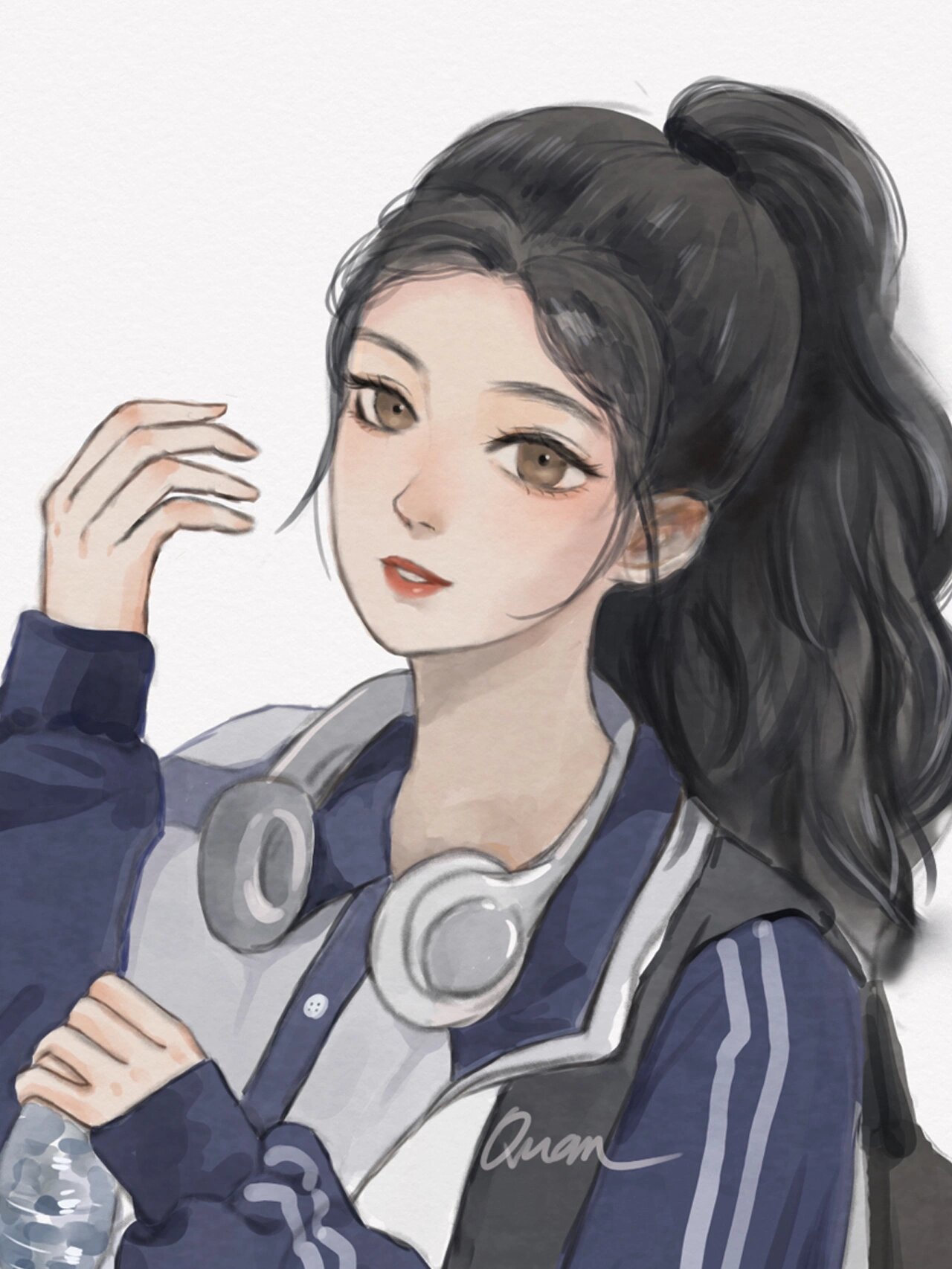 校服女孩插画练习