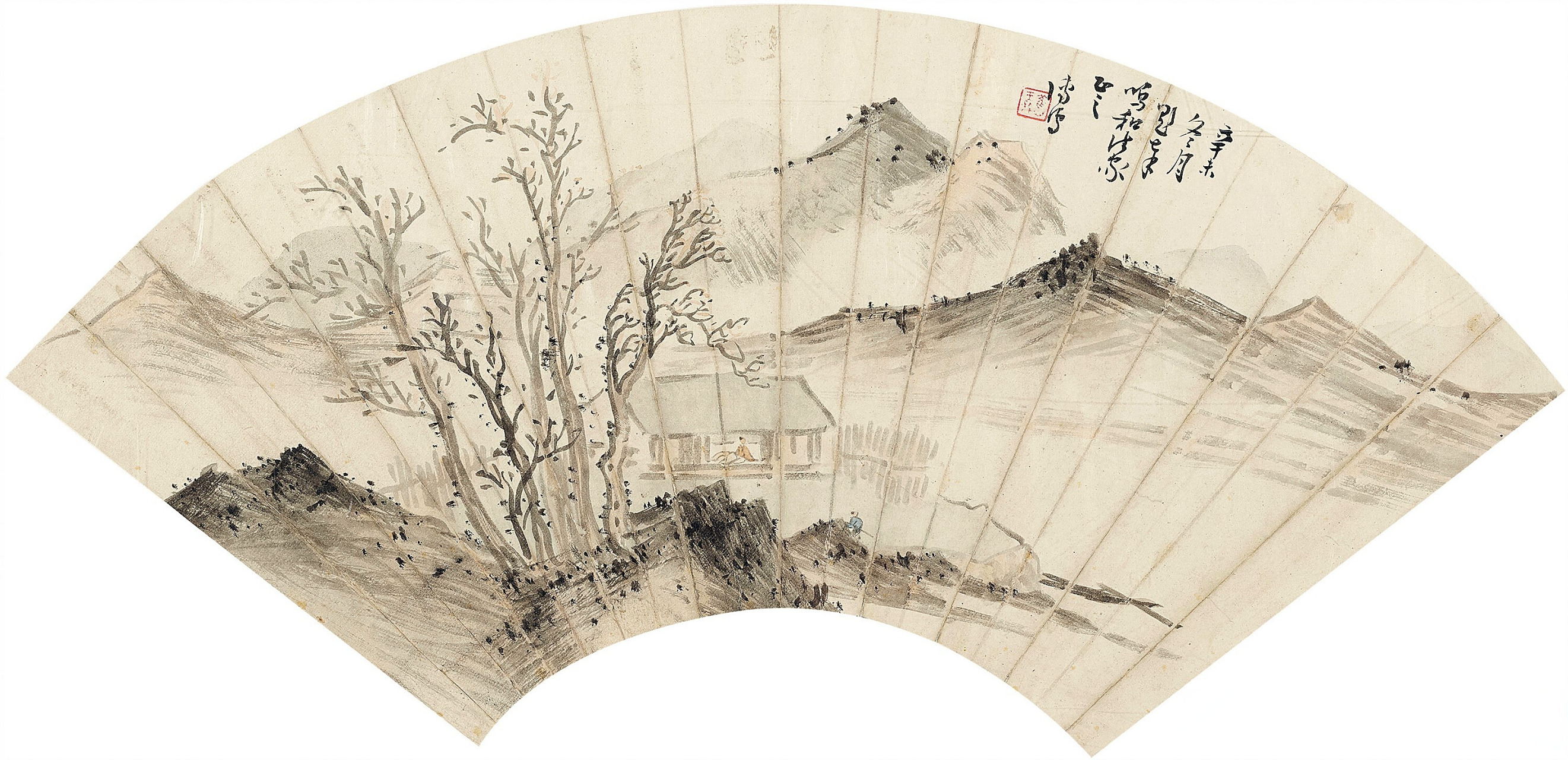 溥儒山水画扇面