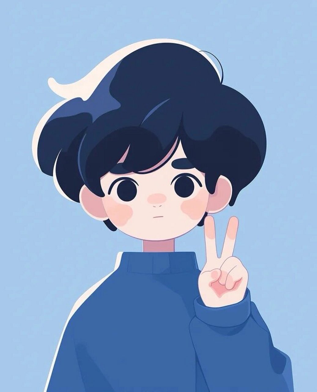 干净的男生头像来啦 关键词:a small boy is making a peace sign, in