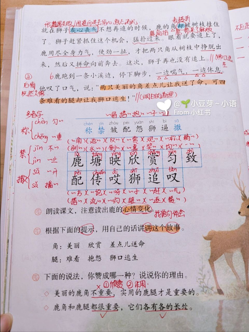 《鹿角和鹿腿》课文图片