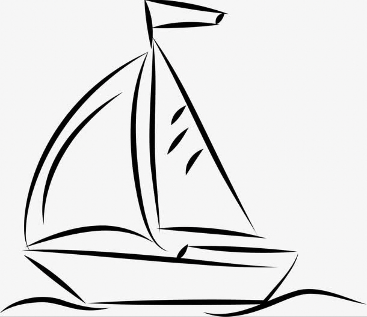 帆船简笔画/儿童画 各种帆船结构,不同造型的船形,颜色自行搭配