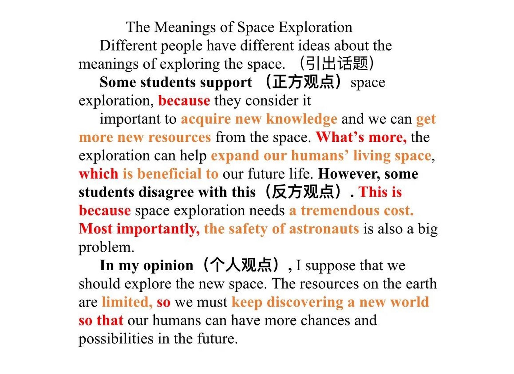 关于太空的英语作文图片