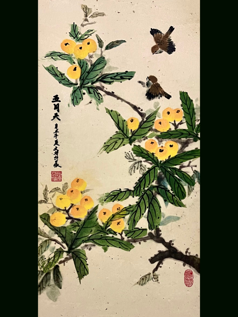 超级简单的国画五月枇杷,一起来学习一下 用到的颜色:藤黄,橘黄,花青