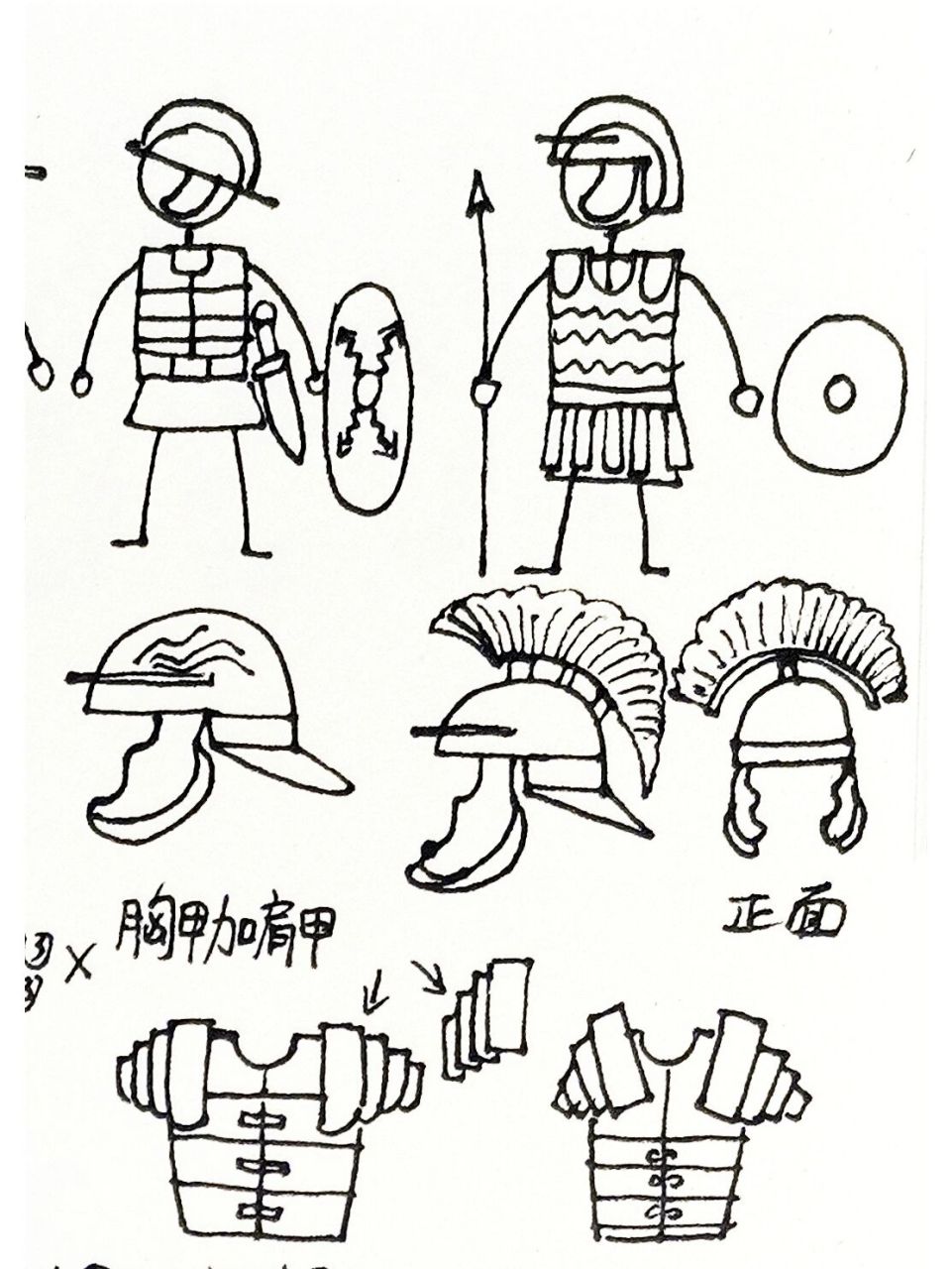 火柴人古罗马士兵盔甲,教程,创意儿童画