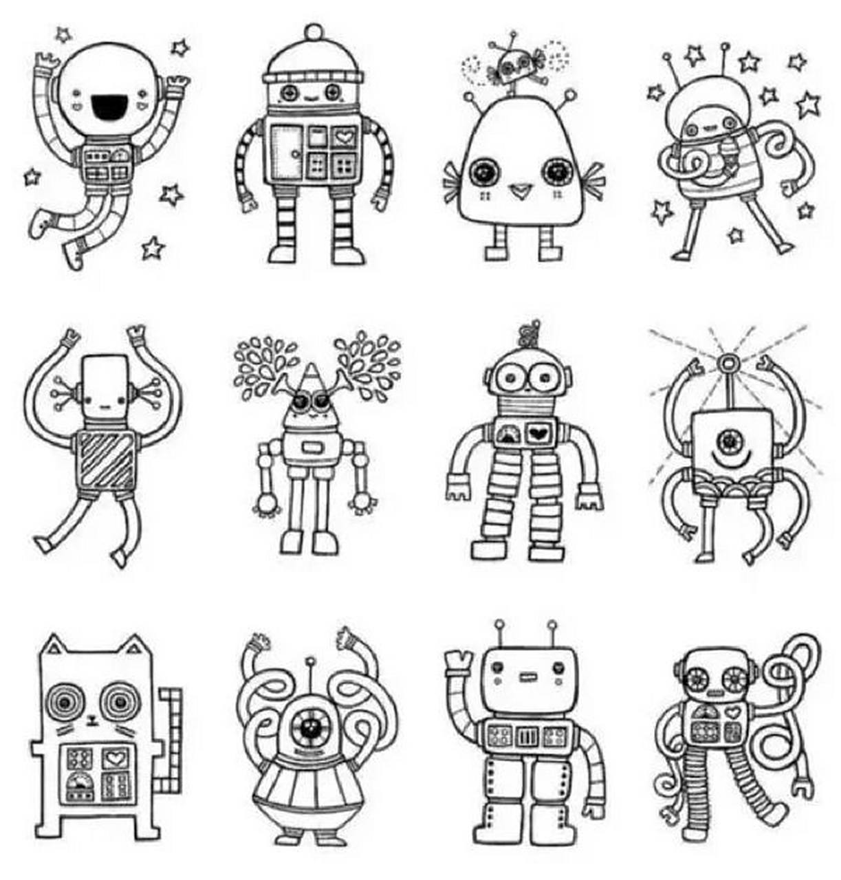 机器人简笔画素材