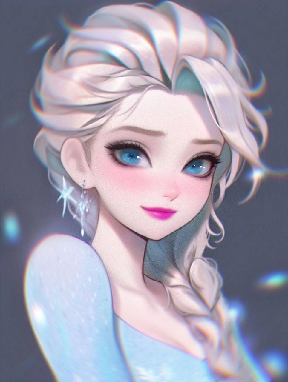 迪士尼冰雪女王艾莎丨可爱气质头像丨附教程 艾莎外表高贵优雅,冷若