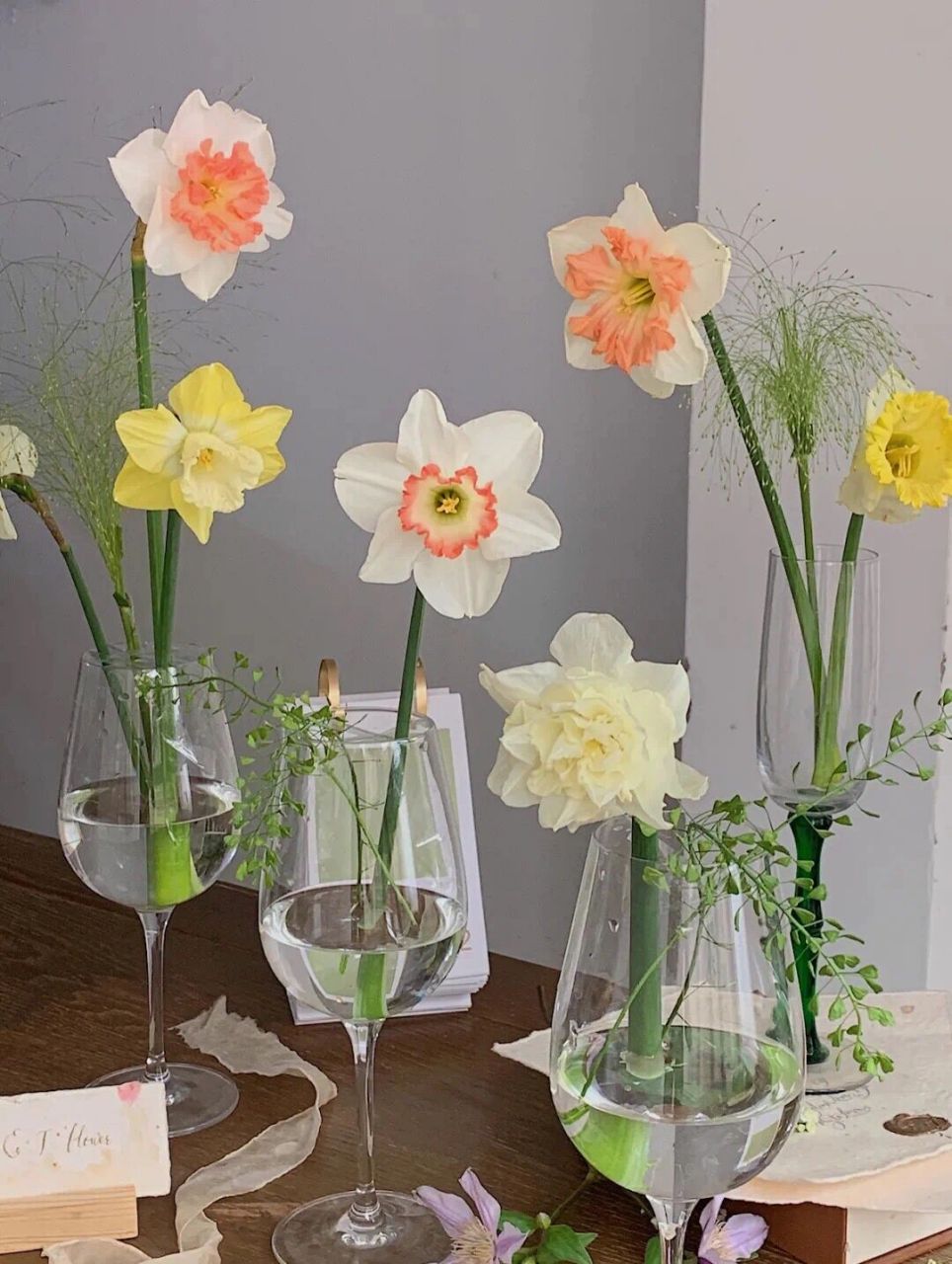 水仙的学名"narcissus"是希腊美少年的意思, 别名金盏银台,洛神香妃