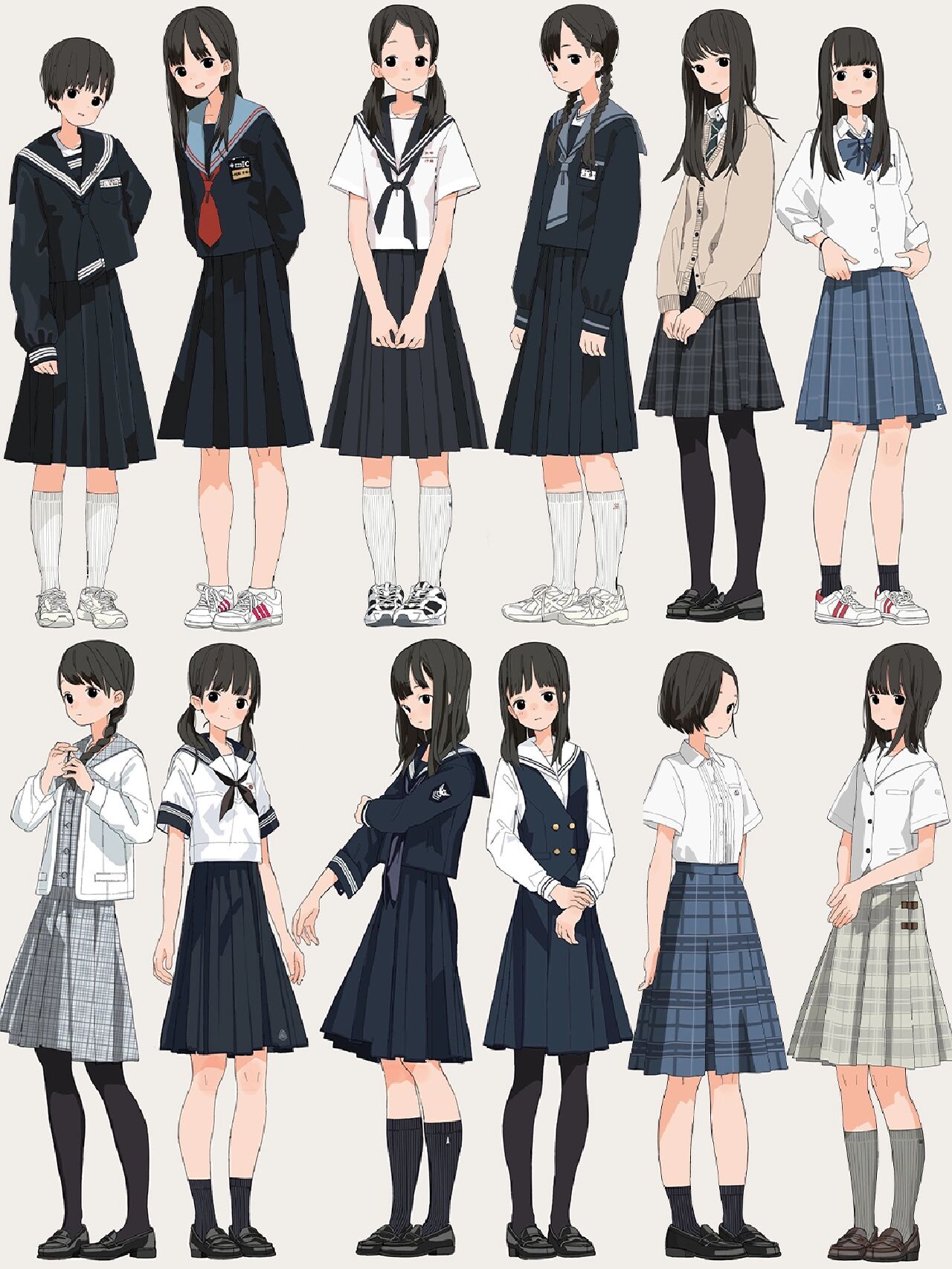 500 日系少女制服绘画素材参考,也太可爱了