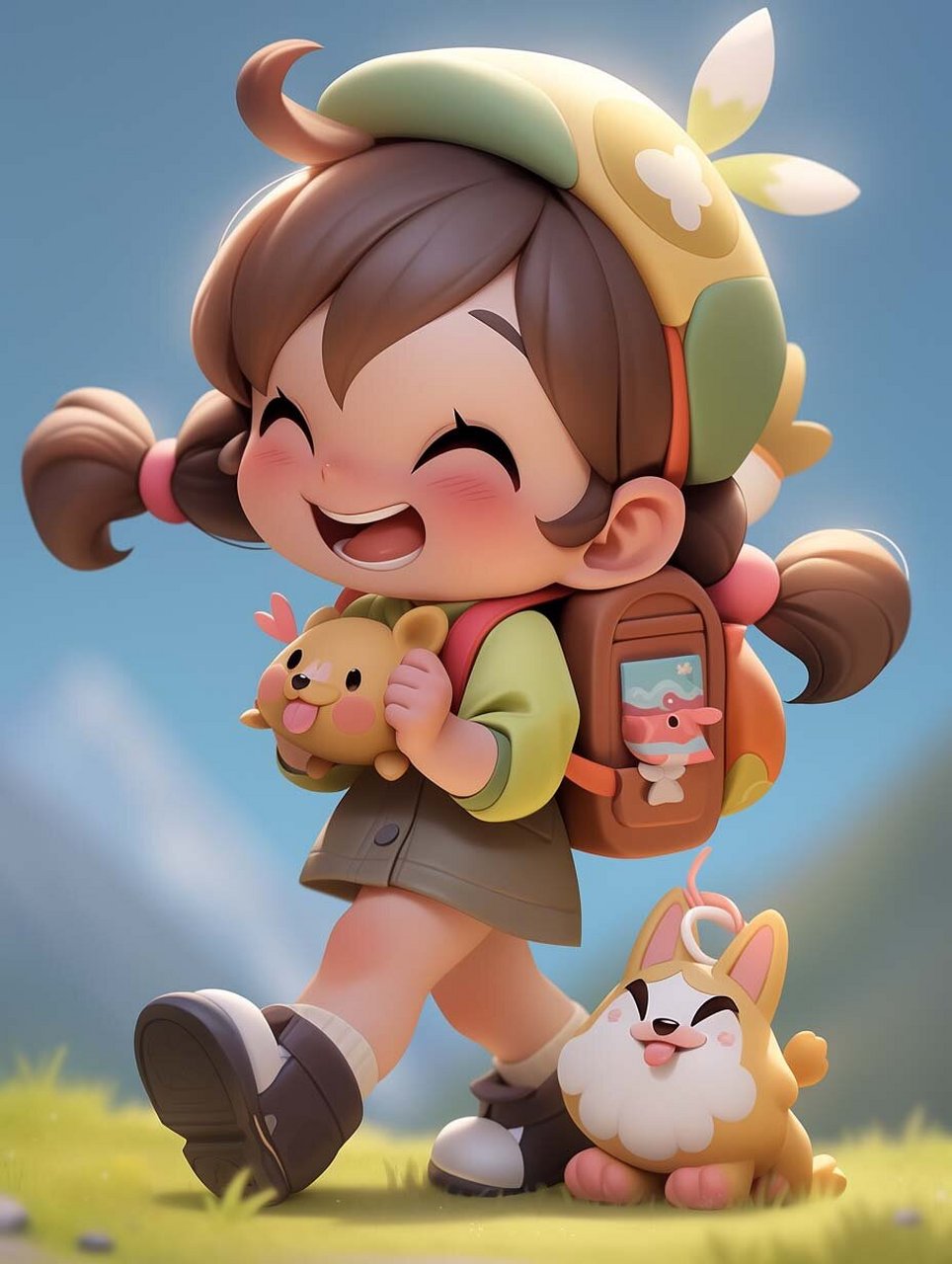 ai绘画|背着书包去上学的可爱女孩|灵感 此组作品是由midjourney生成