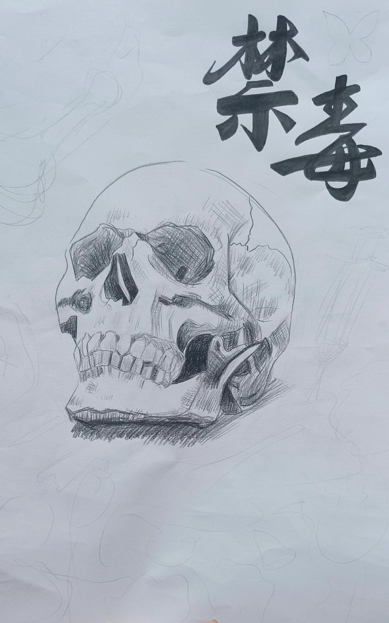 禁毒素描画黑白图片