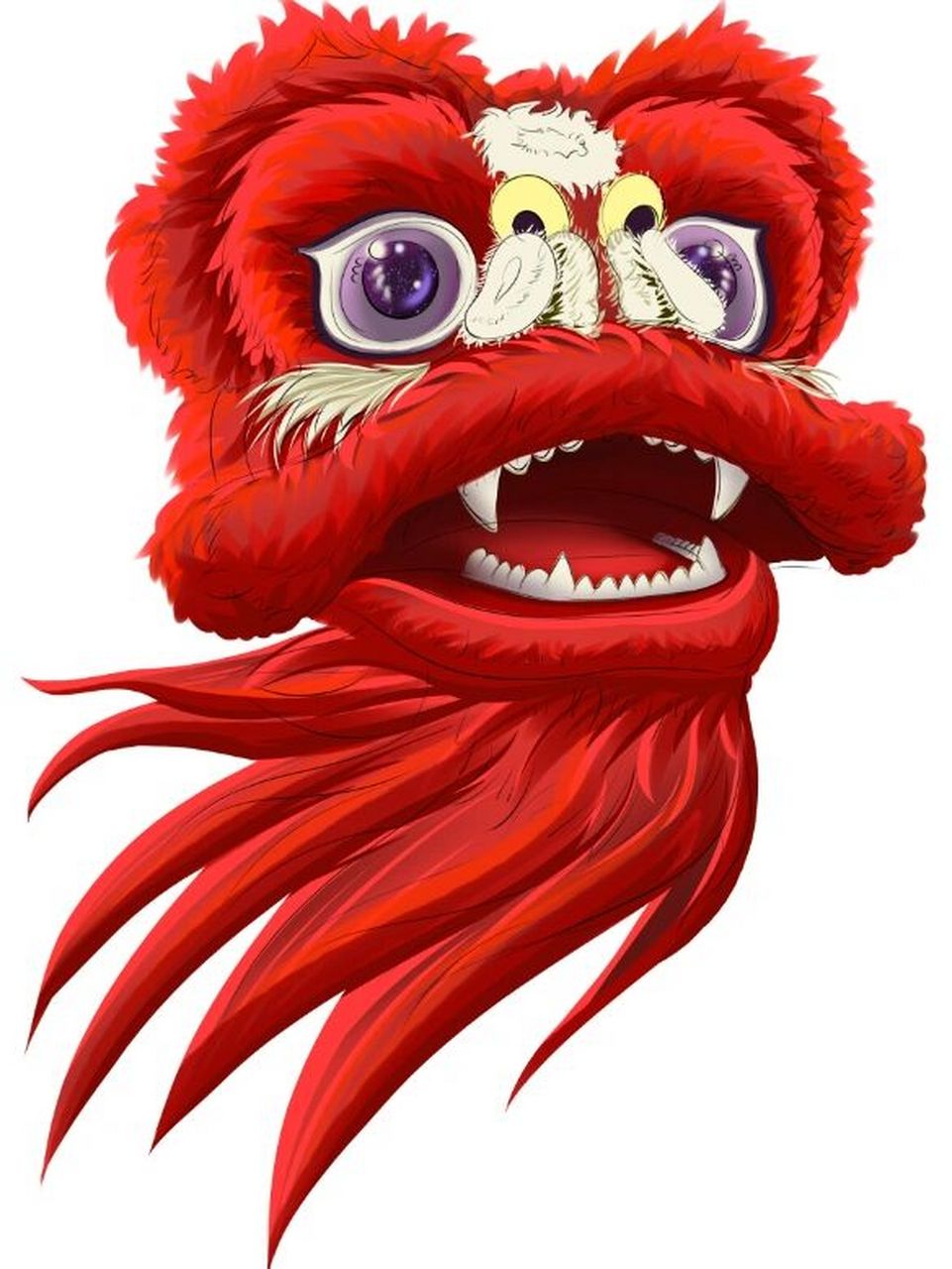 我的雄狮在天上 舞狮插画过程 看了《雄狮少年》之后