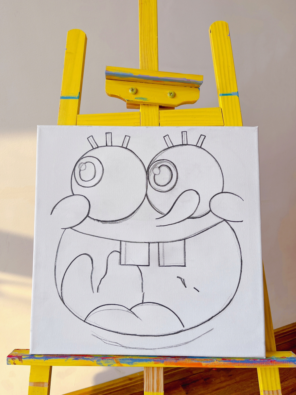 超简单的海绵宝宝丙烯画!有教程图 尺寸40701540