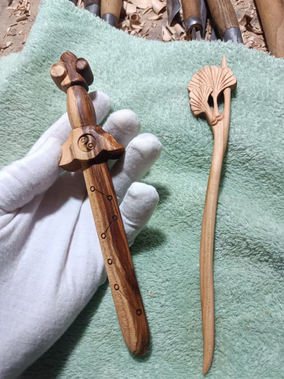 手工制作桃木剑 18公分雷击桃木剑,雷击桃木手串,桃木发簪(三生三世)