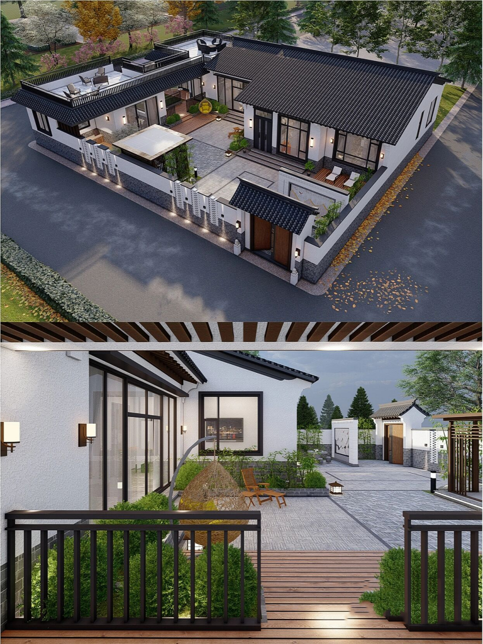 一层新中式风格小院设计方案(附平面图) 项目位置丨山西吕梁 建筑尺寸