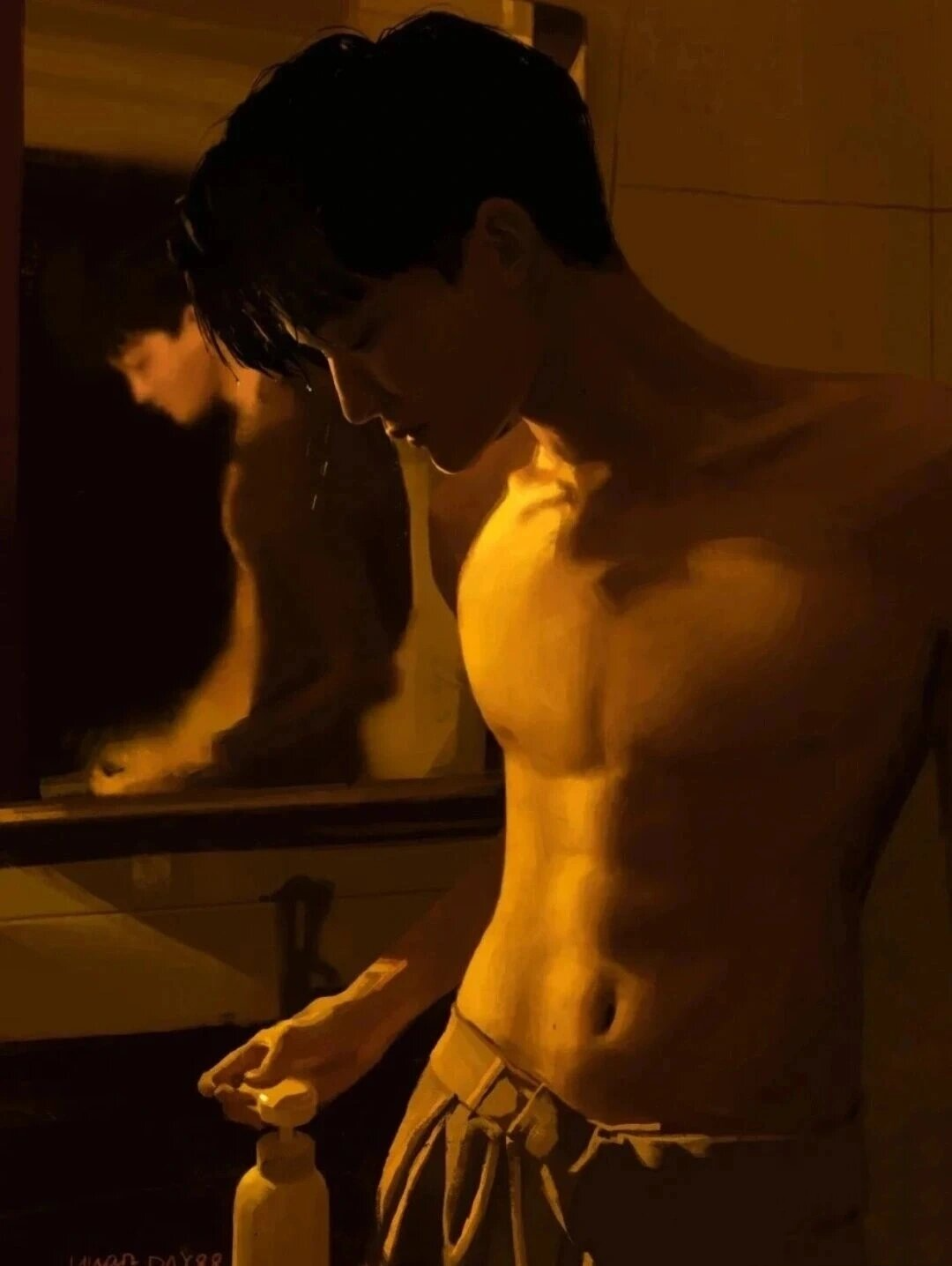 今天是一组,周深帅帅的腹肌照,对不起深深