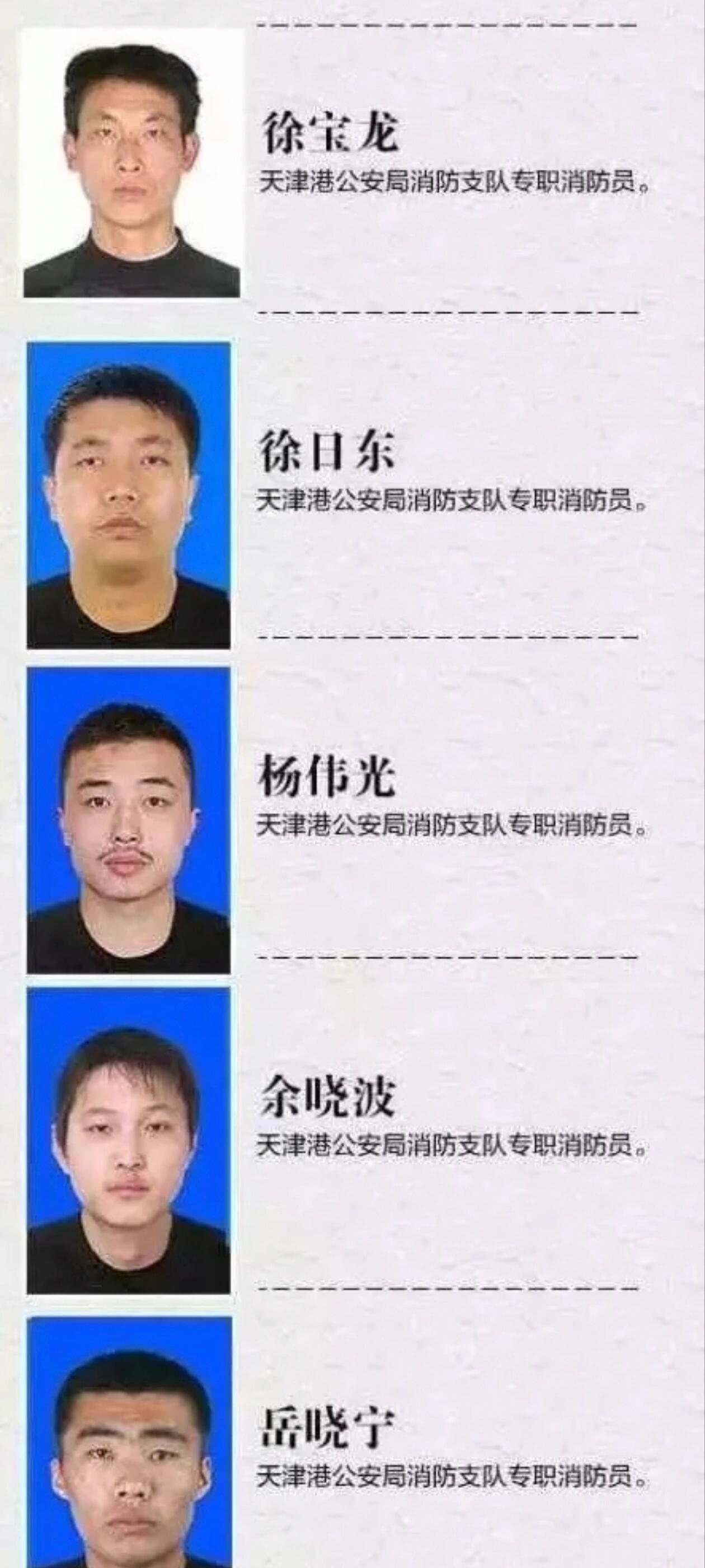 天津港8.12爆炸铭记消防烈士(名单二)