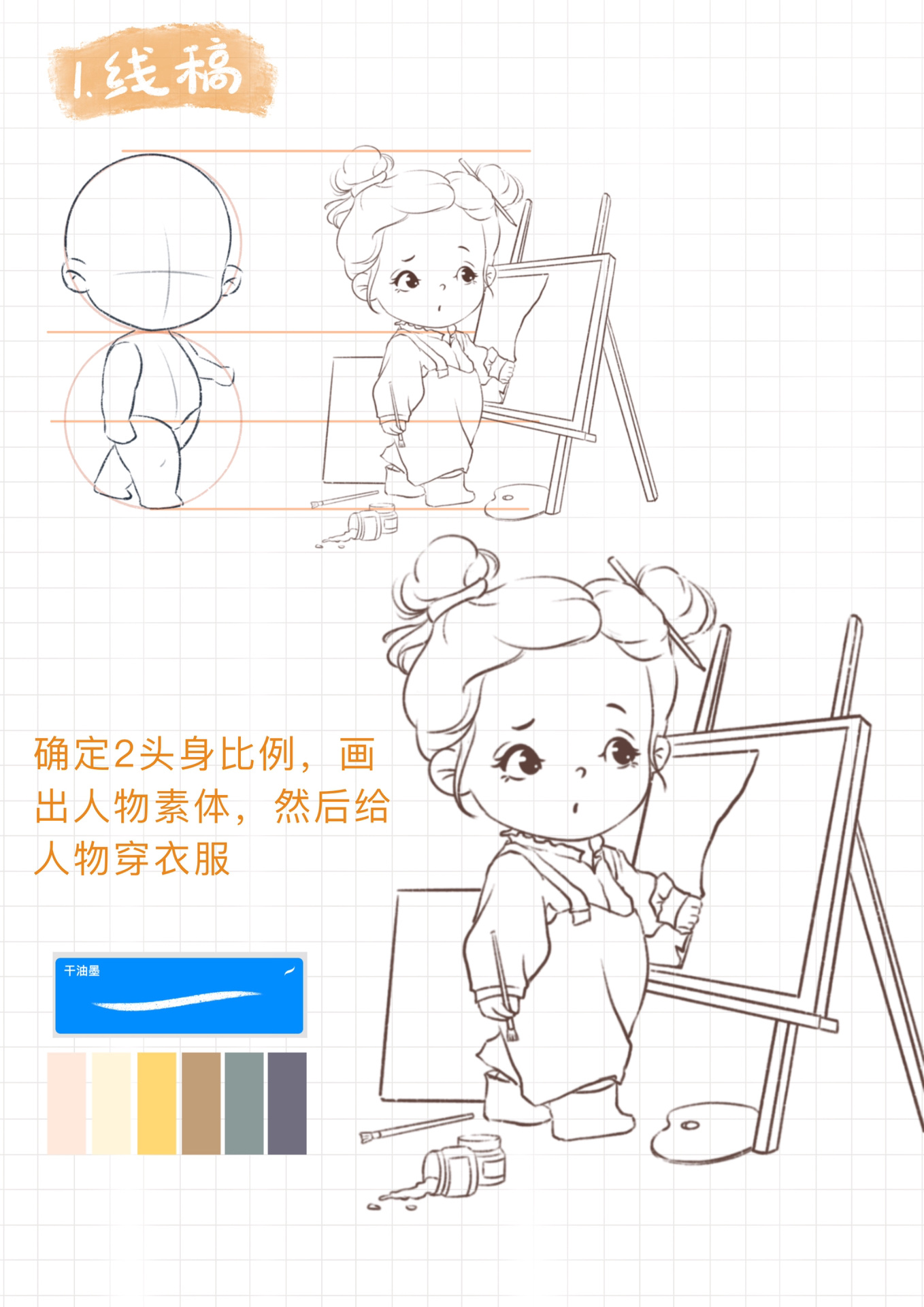 ipad procreate 96步骤  9015①确定2头身人物比例