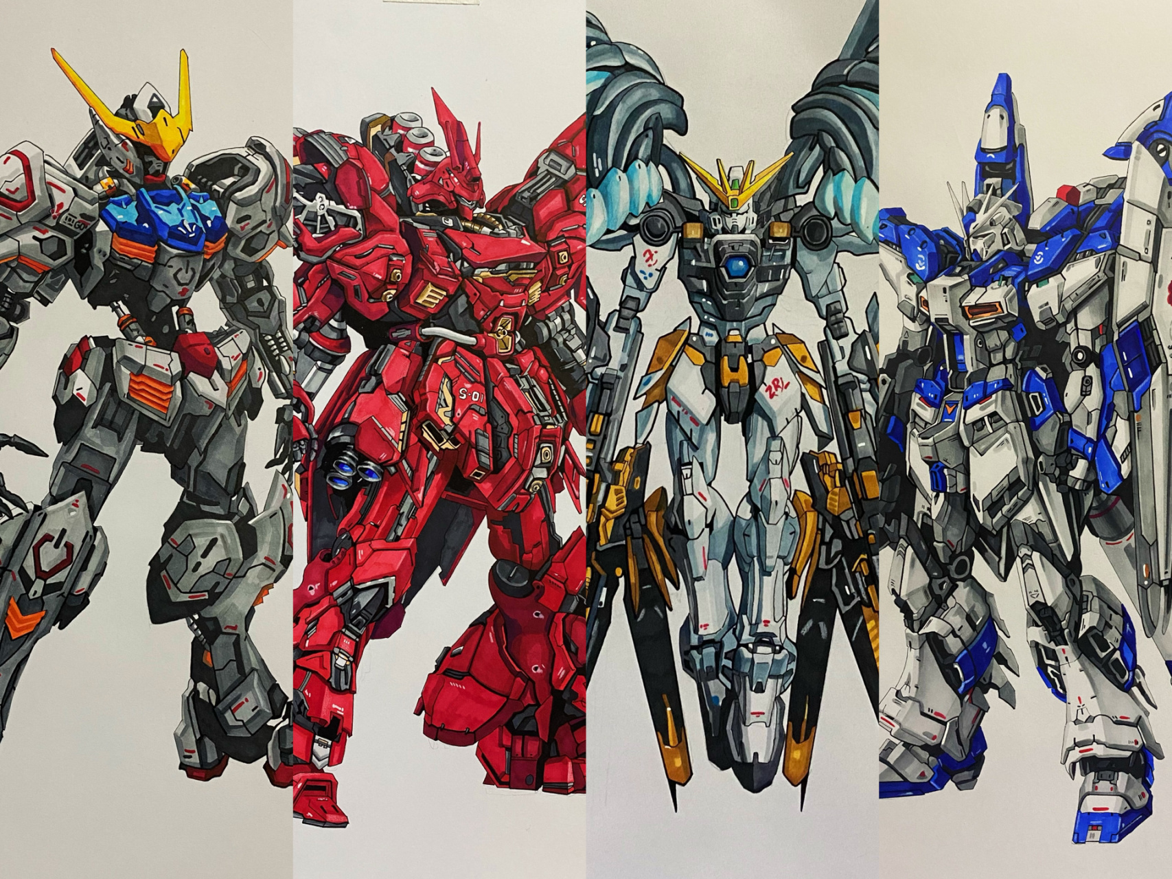 马克笔手绘高达 海牛 完结 感谢 兄弟的素材提供  虽然画这个很折磨人