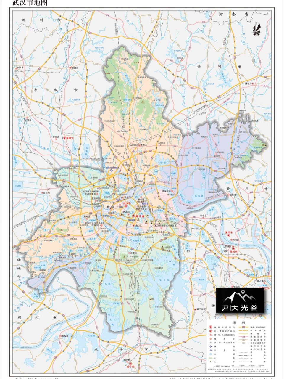 武汉市全区域图交通 政务 路线和区域一览图