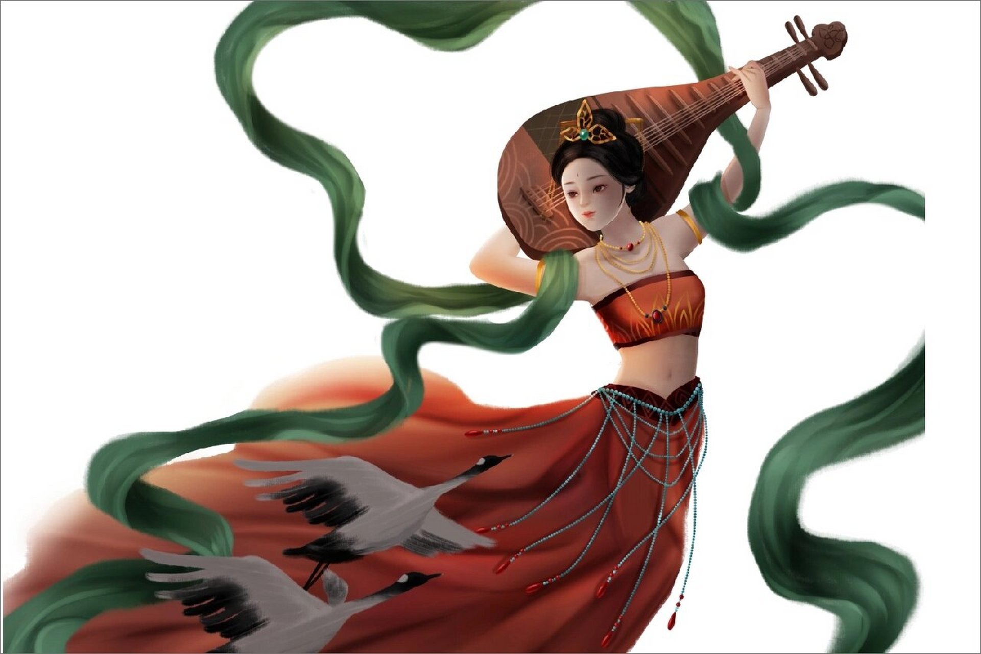 免抠元素 | 敦煌伎乐天反 弹琵琶 (7) 99敦煌壁画中的"反 弹琵琶"