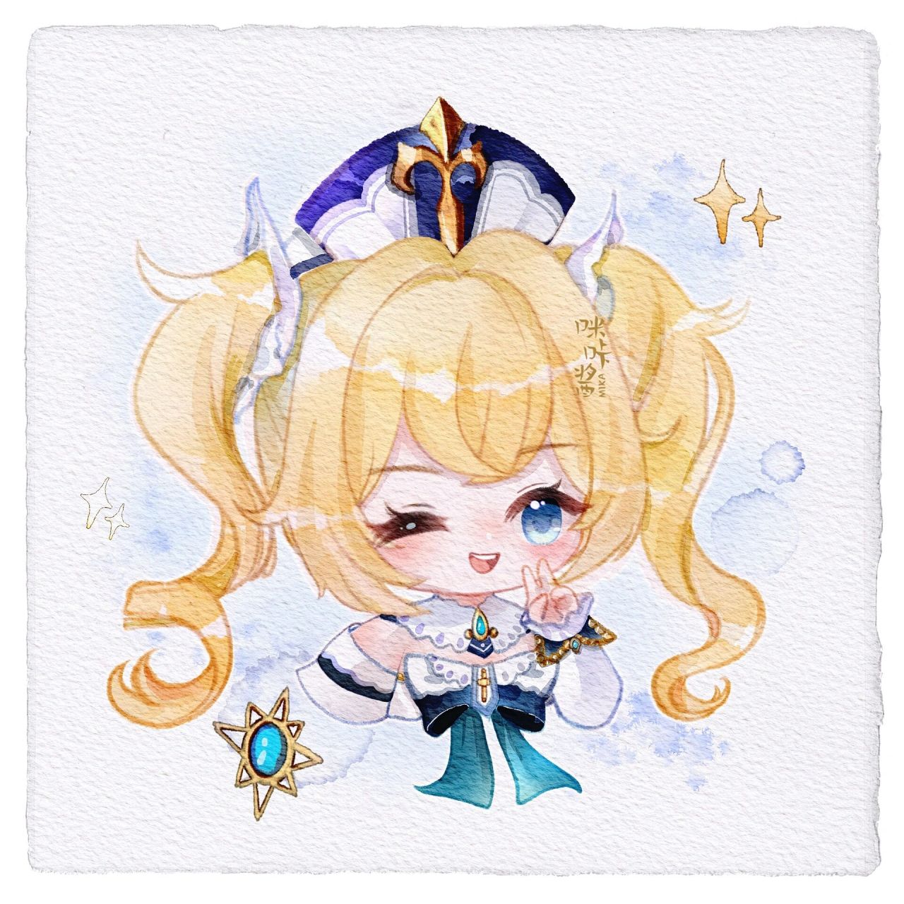 苍兰诀*原神角色q版水彩头像九宫格 这应该是画画一来最快完成的九宫