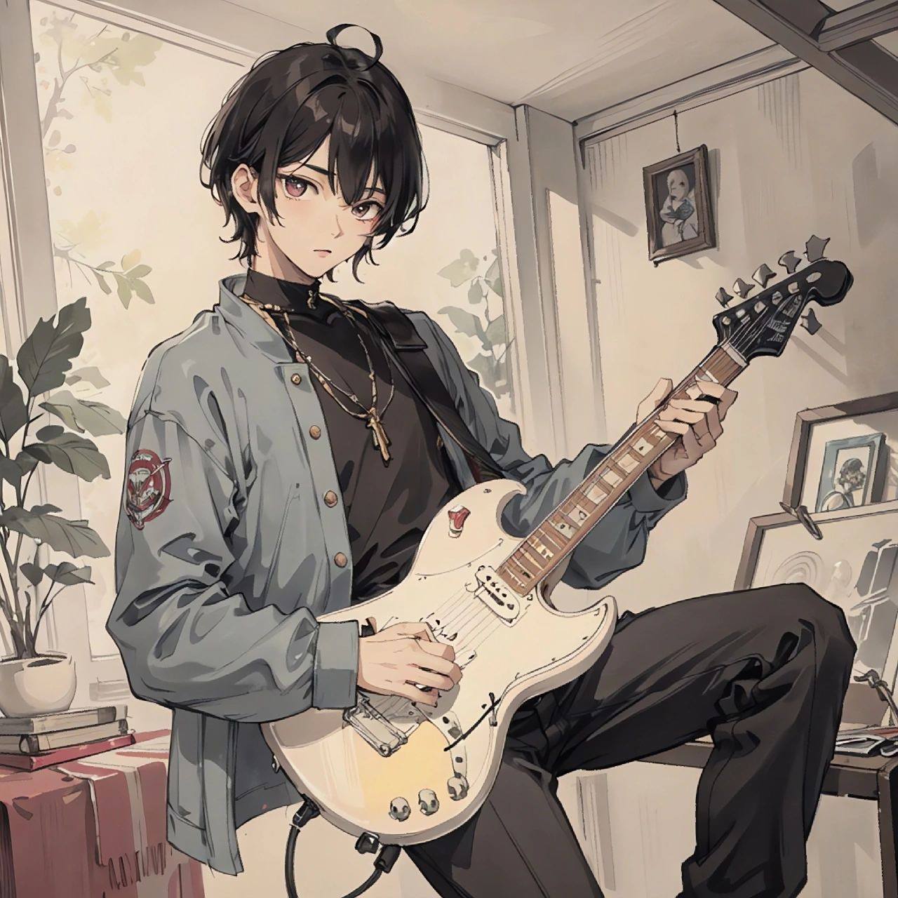 弹吉他的男生头像 78可自行拿图自用 78转载请注明出处 9792