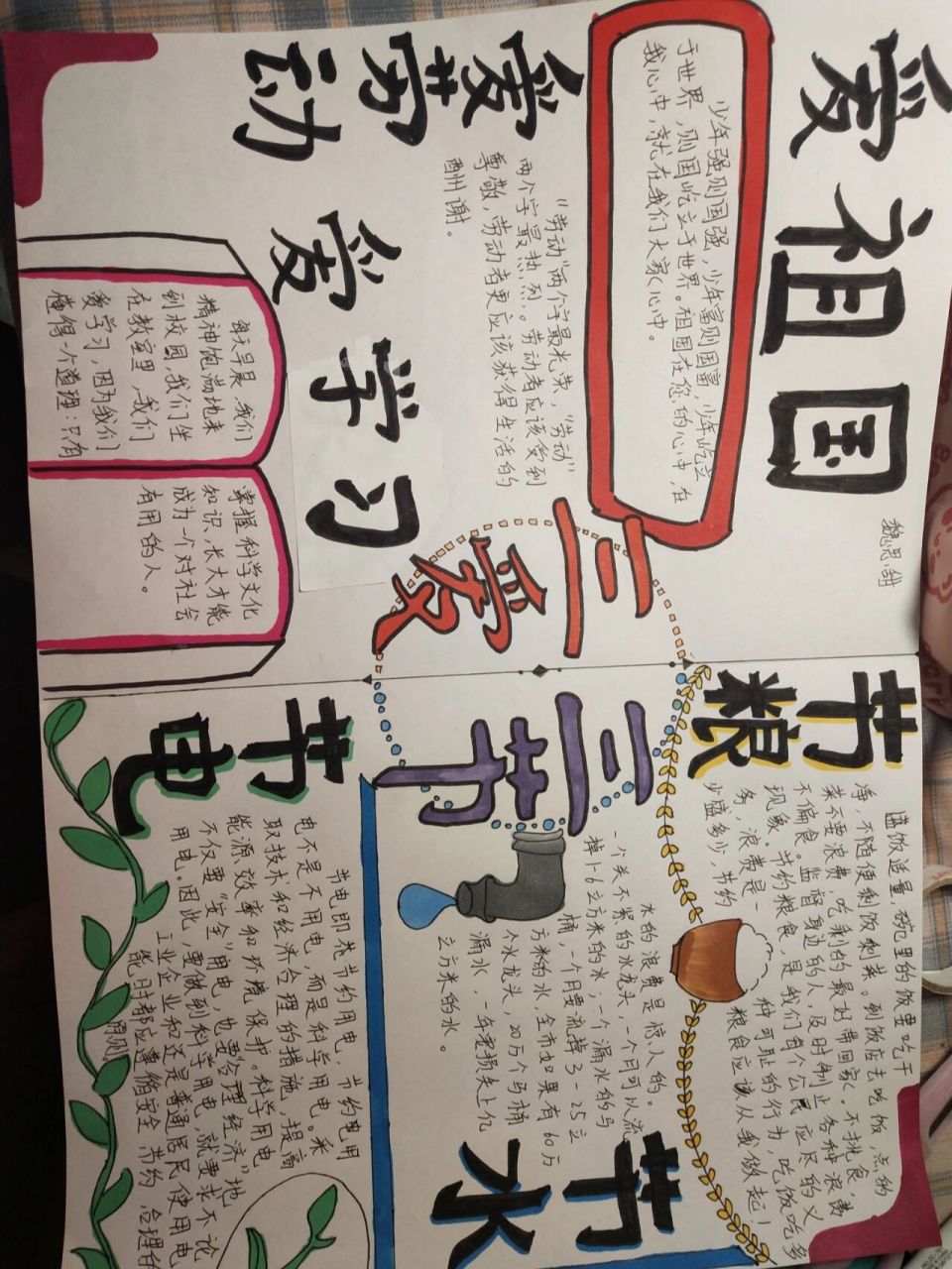 三爱三节手抄报来喽95 开学季的三爱三节手抄报应是热门款吧!