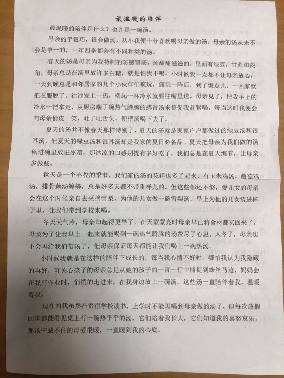 中考作文6015《最温暖的陪伴》