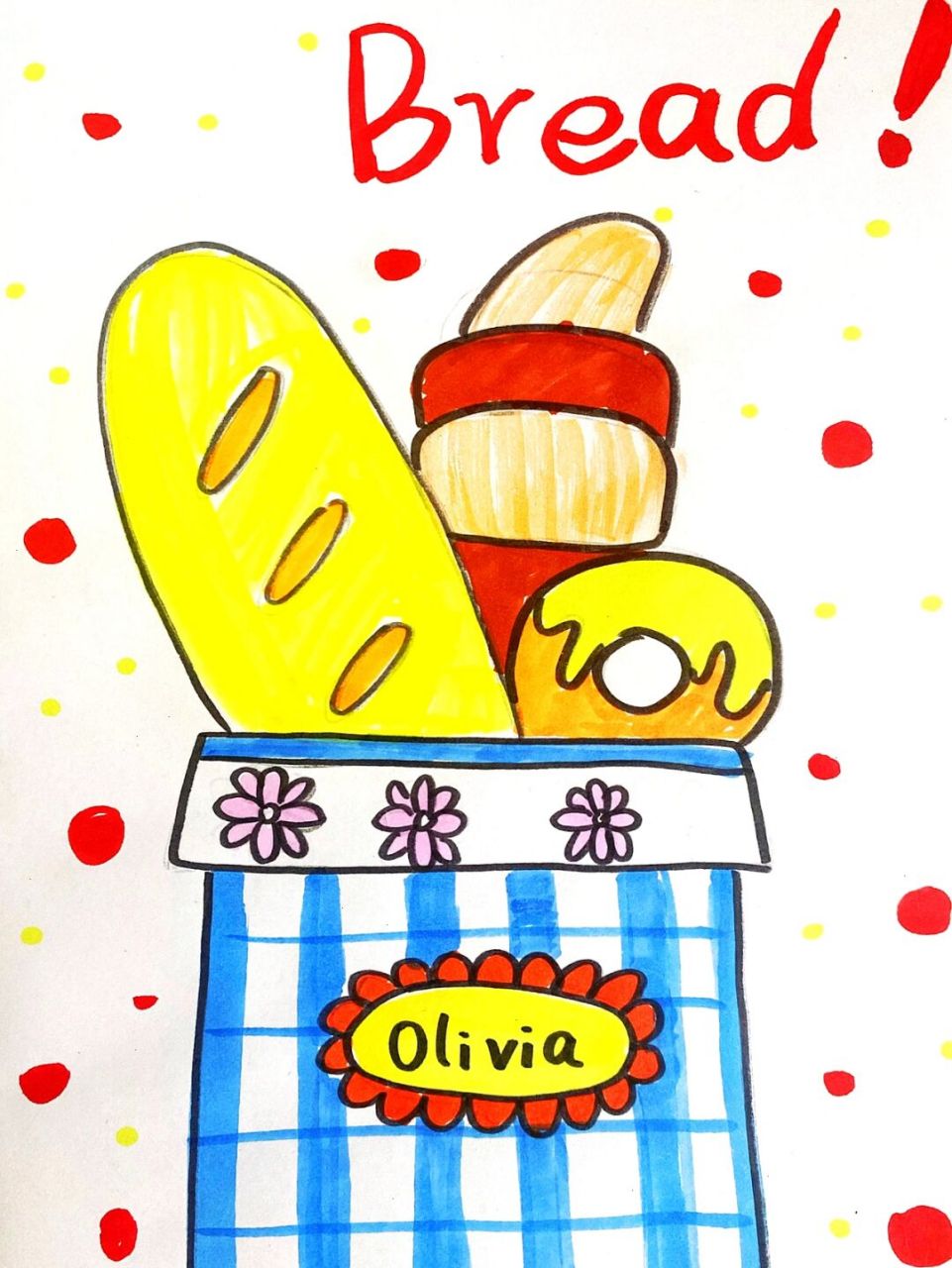 面包儿童画 #儿童画# #面包画