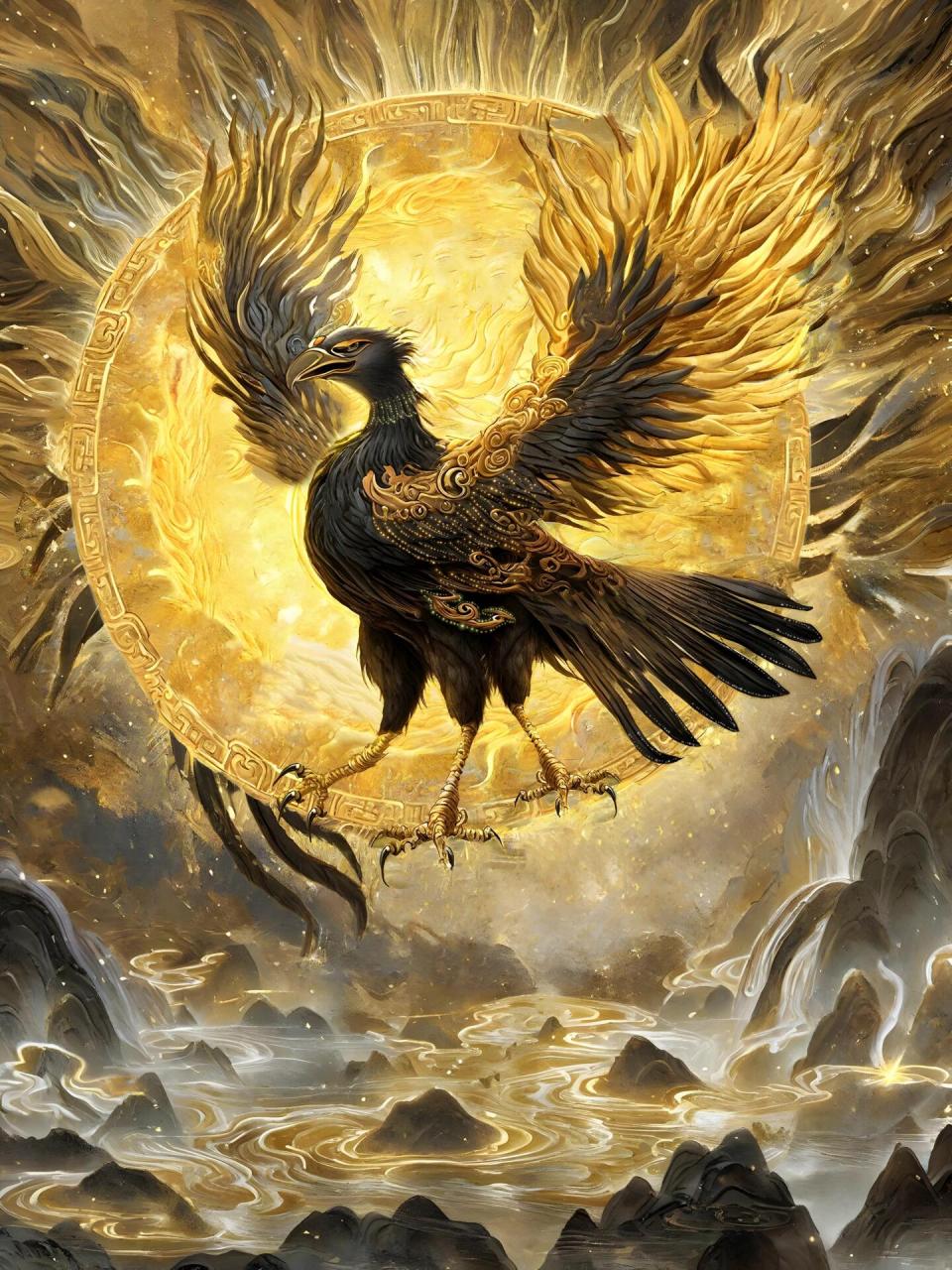 《山海绘卷》|国风概念设计|0815  金乌,又称三足乌,三足金乌,三