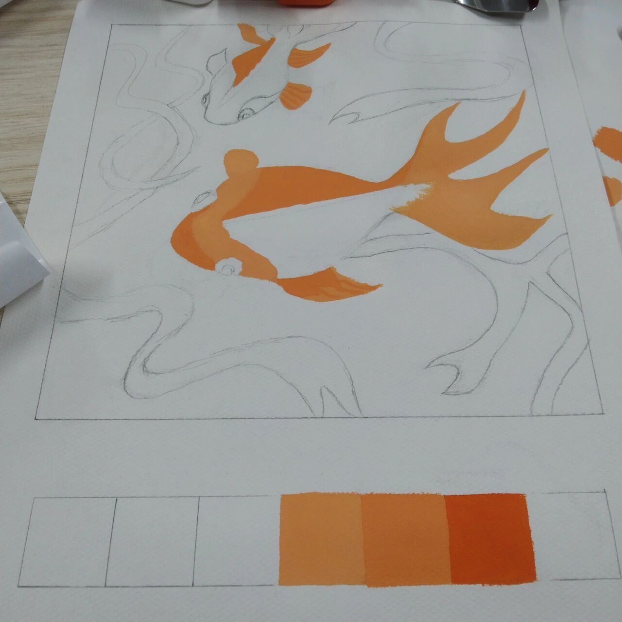 水粉色彩 对比色(互补色)   色彩水粉最后一张作业还是临摹 画的不好