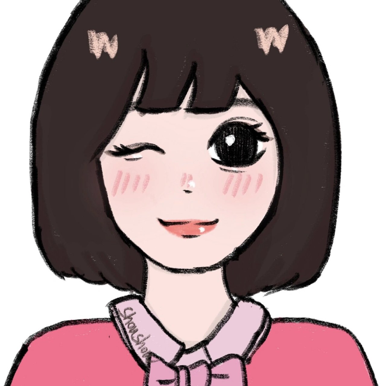 短发卡通手绘头像 来个短发女生86615