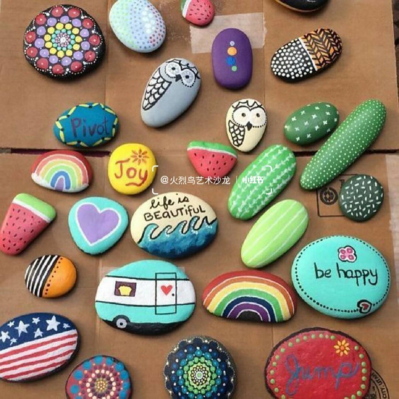 又一组漂亮的石头画分享给大家,假期动起来 #画画# #零基础学画画