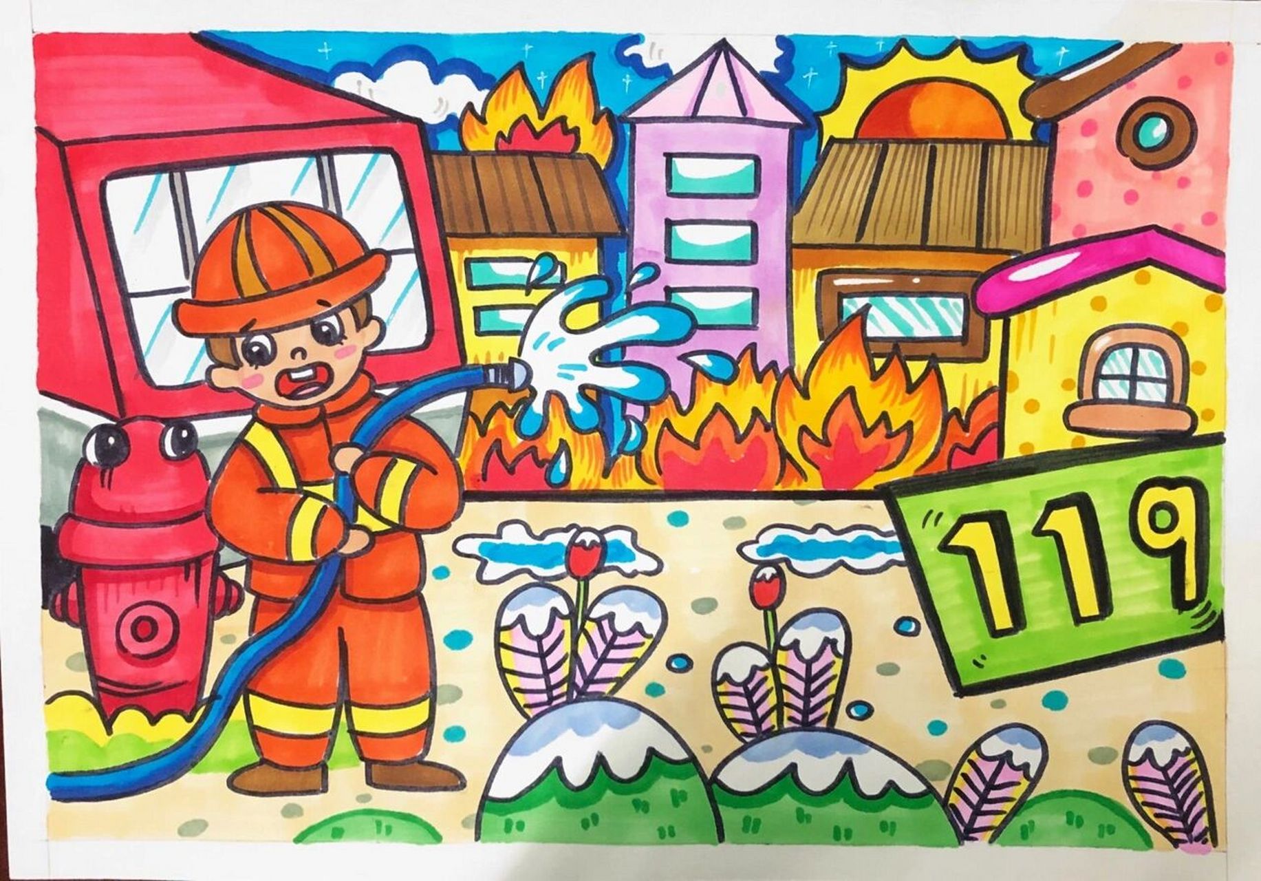 消防安全绘画大赛图片